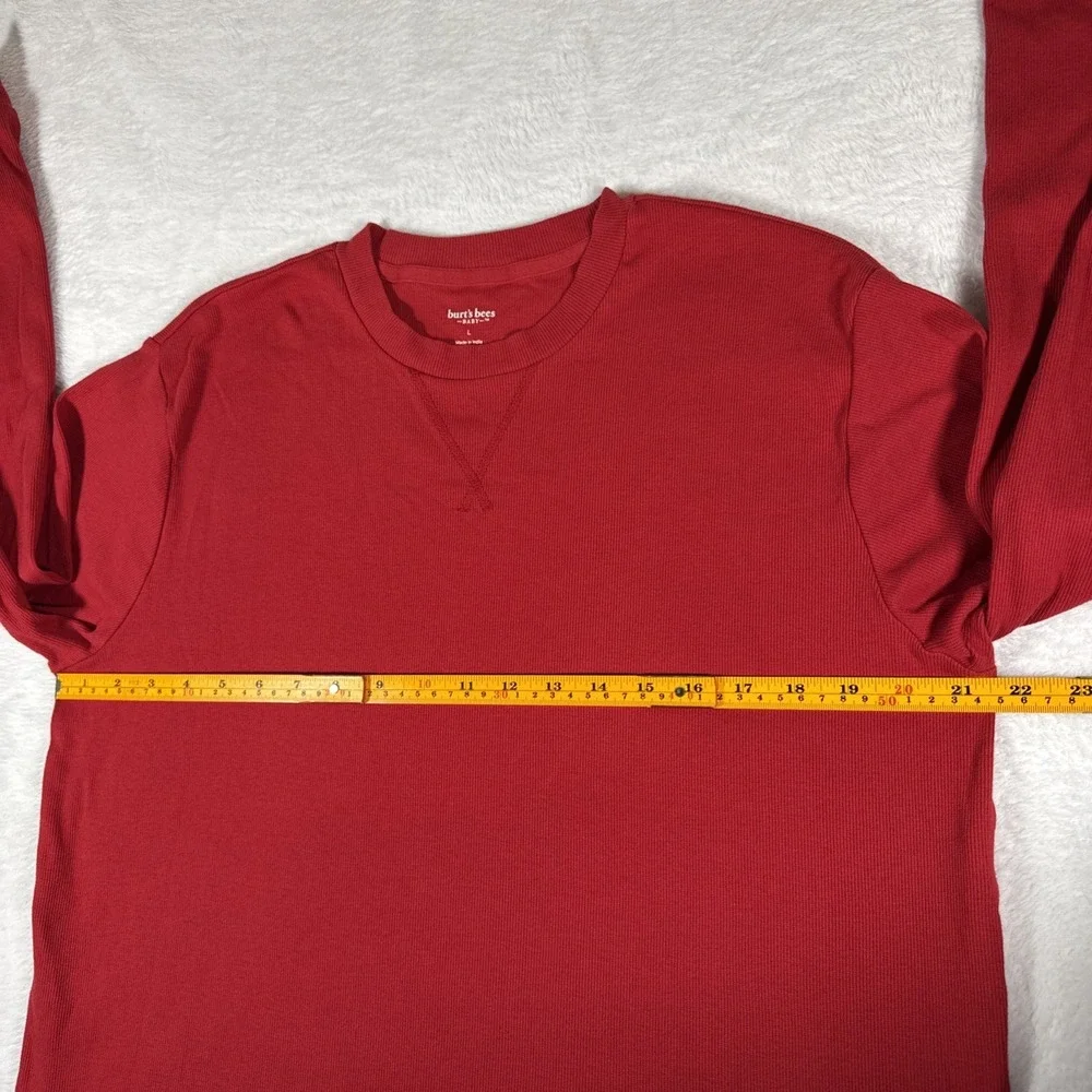 2 Burt's Bees Men's L Red Organic Cotton‎ Long Sleeve Shirts Lot
